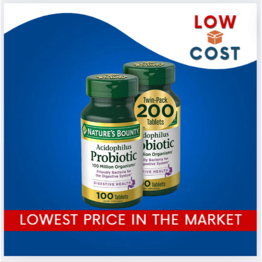 LowCost PH| Nature's Bounty, Acidophilus Probiotic, 0.5 mg, Twin Pack, 100 Tablets Each