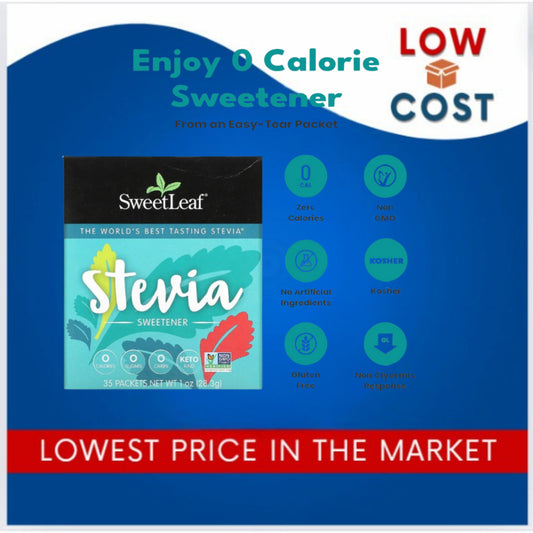 LowCostPh | Sweetleaf Sweetener 35 Packets 1 Packet = Sweetness of 2 Tsp. of Sugar, Keto Kind