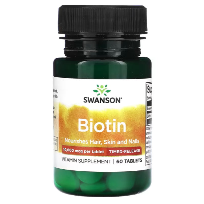 Swanson Ph | Swanson, Biotin, 5000mcg, 10,000mcg, Time-Release, Natural Cherry, Hair, Skin & Nails