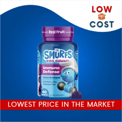 Lowcostph | The Smurfs, Kids Gummy, Immune Defense, Ages 3+, Smurf Berry, 40Gummy
