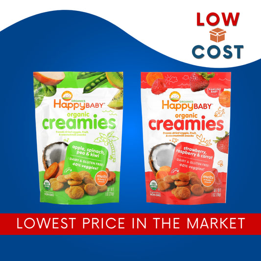 Low Cost PH | Happy Baby, Organic Creamies, Freeze-Dried Veggie, Fruit & Coconut Milk Snacks, Apple