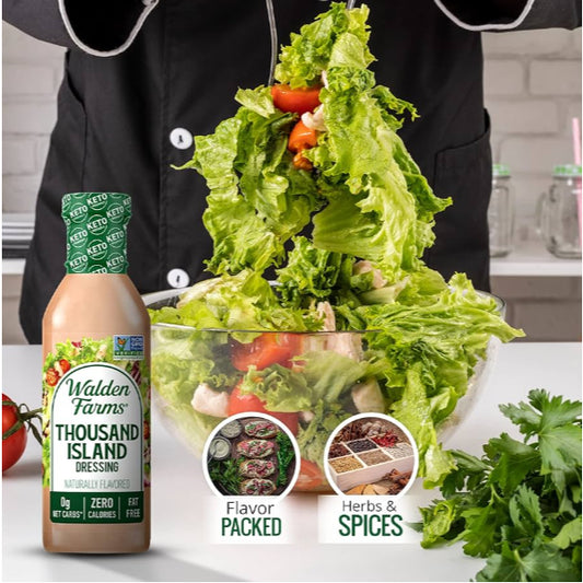 GrocerFarmer| Walden Farms Asian, Bleu Cheese, Caesar Honey, Italian, Onion Thousand Island Dressing