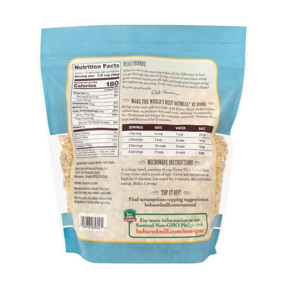 LowCostPh | Bob's Red Mill Organic Extra Thick Rolled Oats 907g, 100% Whole Grain - 45 g, USDA
