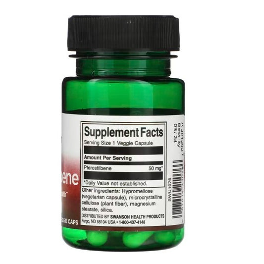 LowCostPH | Swanson, Pterostilbene, 50 mg , 30 Veggie Caps Cardiovascular Health, Cognitive Function