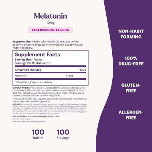 LowCostPh | Natrol, Melatonin, Fast Dissolve, Strawberry, 10 mg, 60 Tablets