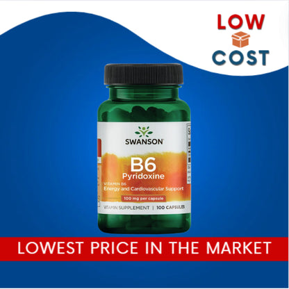 LowCost PH| Swanson, B6 Pyridoxine, 100 mg, 100 Capsules