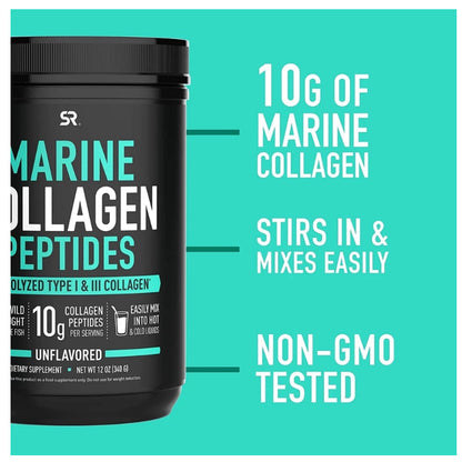 LowCost PH| Sports Research Marine Collagen Peptides Supplement - 34 Servings - Unflavored