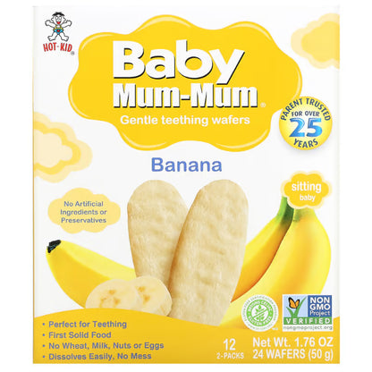 LittleSunshine | Hot Kid, Baby Mum-Mum Gentle Teething Wafers, Organic Rice Biscuits 12 Packs  2Each