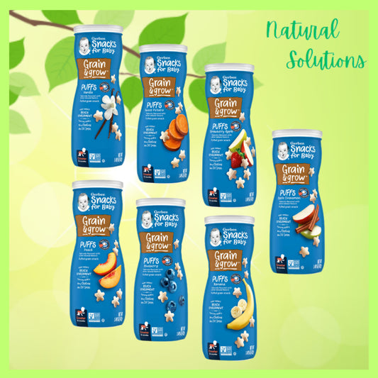 NaturalSolutions | Gerber, Snacks for Baby, Grain & Grow, Puffs, Puffed Grain Snack, 8+ Months, 42g