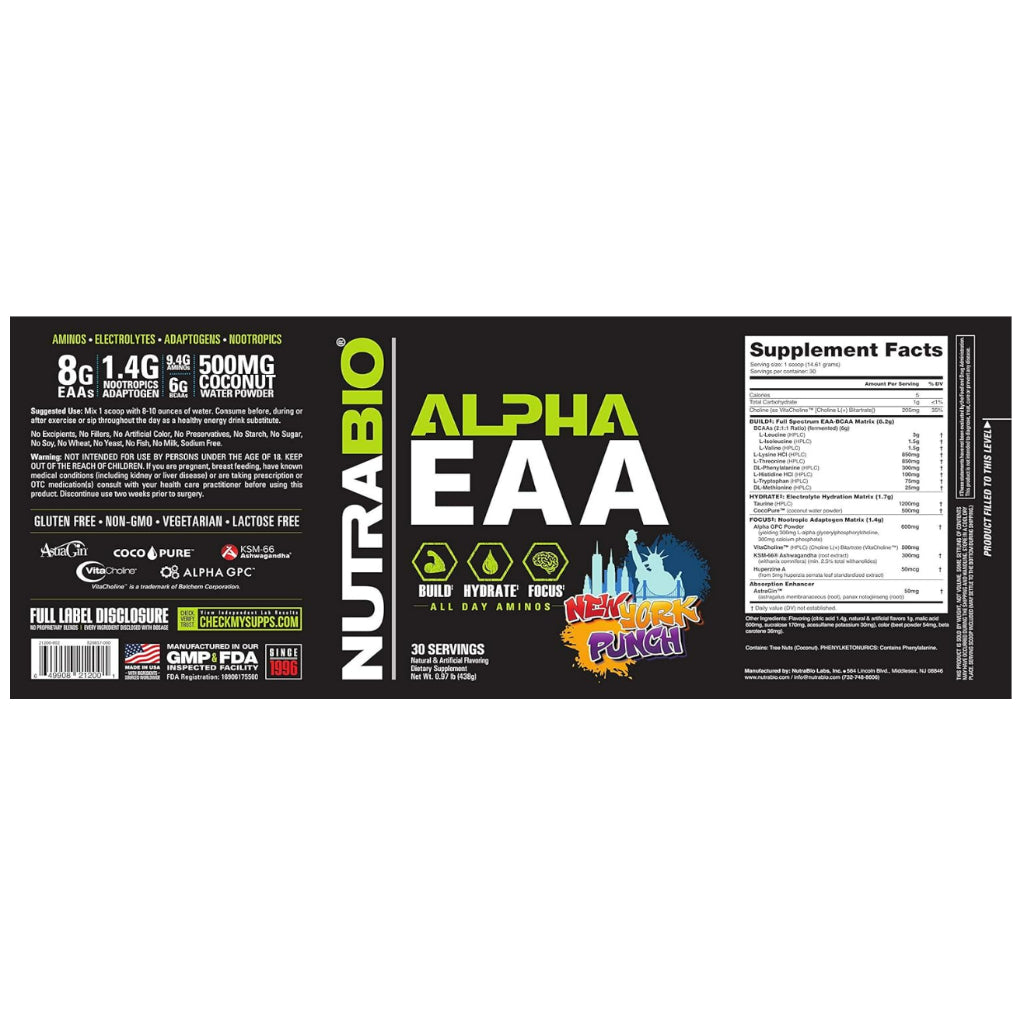 LowCost PH| NutraBio, Alpha EAA, New York Punch, 0.97 lb (438 g)