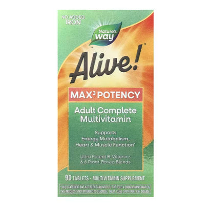USA Onhand | Nature's Way, Alive! Max3 Potency, Men's and Women's Daily Multivitamin, No Added Iron