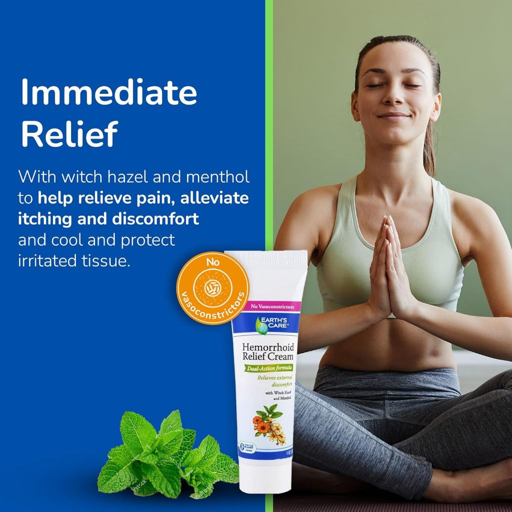 LowCost PH| Earth's Care Hemorrhoid Cream Hemorrhoid Treatment Cream Natural IngWitch Hazel & Menth