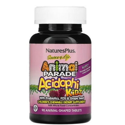 LowCostPh | NaturesPlus, Source of Life, Animal Parade, AcidophiKidz, Children's Chewable, Berry,