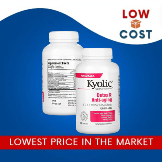 LowCostPh | Kyolic, Aged Garlic Extract, Detox & Anti-Aging, Formula 105, 200 Capsules