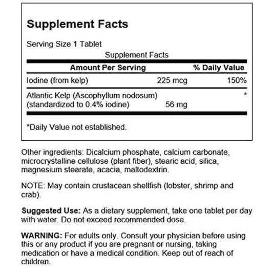 LowCost PH| Swanson, Kelp,  Natural Iodine Source Supporting Thyroid w/Iodine Source 250 tablets