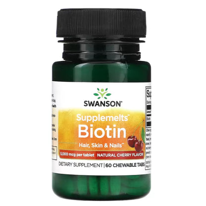 Swanson Ph | Swanson, Biotin, 5000mcg, 10,000mcg, Time-Release, Natural Cherry, Hair, Skin & Nails