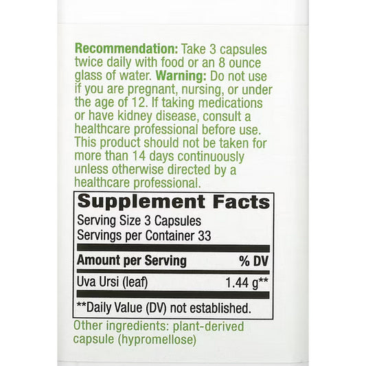 LowCost PH|  Nature's Way, Uva Ursi, Leaves, 1,440 mg, 100 Vegan Capsules (480 mg per Capsule)