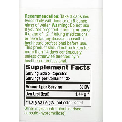 LowCost PH|  Nature's Way, Uva Ursi, Leaves, 1,440 mg, 100 Vegan Capsules (480 mg per Capsule)