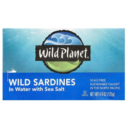 NaturalSolutions | Wild Planet, Sardines In Water, No Salt Added, Extra Virgin Olive Oil, Sea Salt
