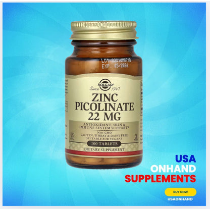 USAOnhand| Solgar, Zinc Picolinate, 22 mg, 100 Tablets