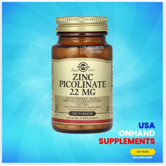 USAOnhand| Solgar, Zinc Picolinate, 22 mg, 100 Tablets