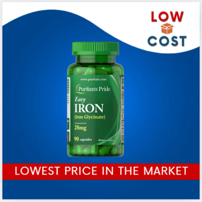LowCost PH| Puritan's Pride Easy Iron 28 mg (Iron Glycinate)-90 Capsules