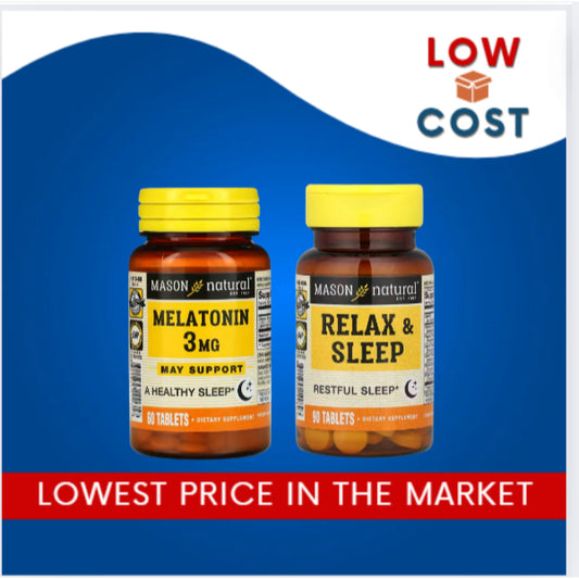 LowCost PH| Mason Natural, Melatonin, 3 mg, 5mg and Sleep Relax for Non-Habit Sleep Suppor