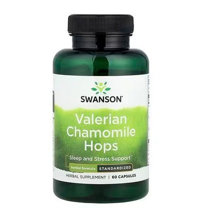 Swanson Ph | Swanson, Full Spectrum Valerian, Chamomile & Hops, 60 Capsules.Stress Support Herbal