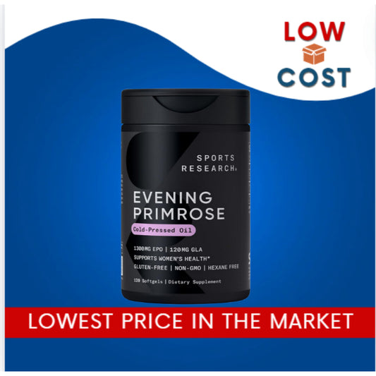 LowCost PH| Sports Research, Evening Primrose, 1,300 mg, from Cold Pressed Oil 120 Softgels