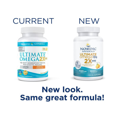 LowCostPH| Nordic Naturals, Ultimate Omega 2X w/ Vit D3, Lemon,1120mg Omega-3+1000 IU Vit D3 60minis