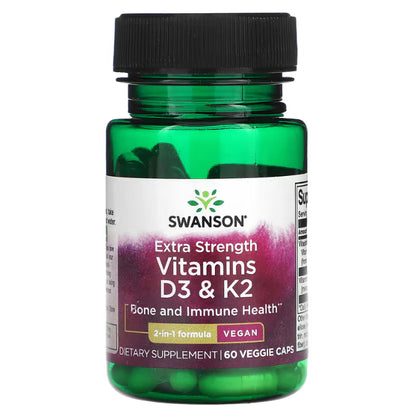 Swanson Ph | Swanson, Vitamins D3 & K2, Extra Strength, with Strontium, Bone and Immune Health