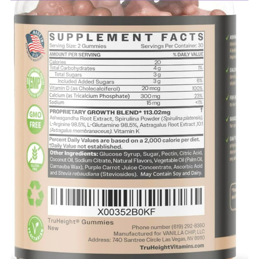 LowCost PH| TruHeight Growth Gummies (Watermelon) Natural Growth & Development for Kids & Teens 5+