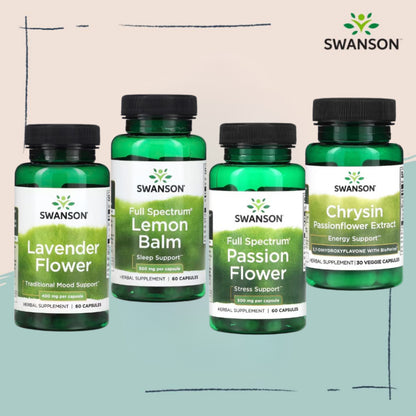 Swanson Ph | Swanson Full Spectrum Passion Flower, Lemon Balm, Lavender Flower, Stress Support