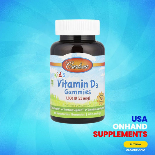 USA Onhand | Carlson, Kid's, Vitamin D3 Gummies, Natural Fruit ( Bone, Joint & Cartilage )