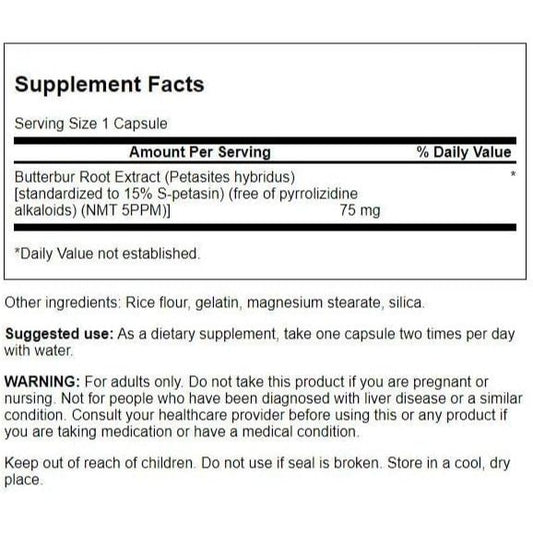 LowCostPH | Swanson, Butterbur Extract, 75 mg, 60 Capsules, Antioxidant Support, Traditional Herb