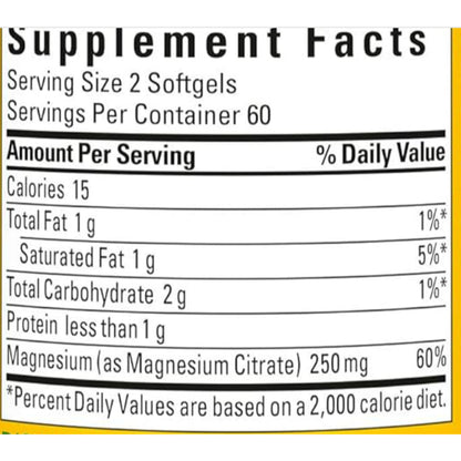 LowCost PH| Nature Made, Magnesium Citrate, 250 mg,120 Softgels 125 per sg Muscle,Nerve,Bone & Heart