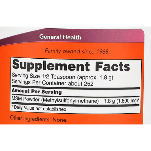 USA Onhand| NOW Foods, MSM Powder, 1 lb (454 g) (Methylsulfonylmethane) Supports Healthy Cartilage