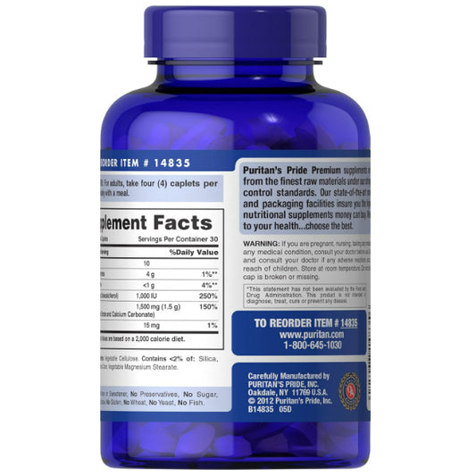 LowCost PH| Puritan's Pride Calcium 1500 mg with Vitamin D 1000 IU-120 Coated Caplets, 120 Caplets