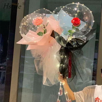 NaturalSolutions | Rose Balloon LED Bouquet Luminous Balloons Gift Wedding Birthday Party Gift
