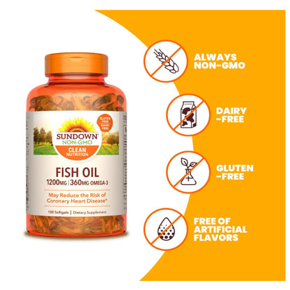 LowCost PH| Sundown Naturals, Fish Oil, 1,200 mg, 100 Softgels (600 mg per Softgel)