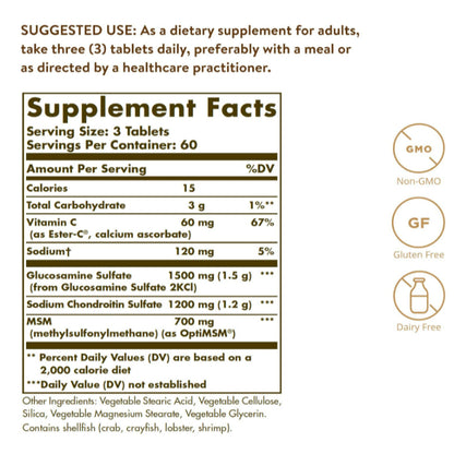 Solgar Extra Strength Glucosamine Chondroitin MSM w/ Ester-C Promotes Healthy Joints,Comf Movements