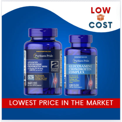 LowCostPH| Puritan's Pride Advanced Glucosamine Chondroitin MSM With Vitamin D3 50mcg 160 caplets