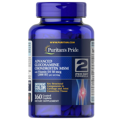 LowCostPH| Puritan's Pride Advanced Glucosamine Chondroitin MSM With Vitamin D3 50mcg 160 caplets