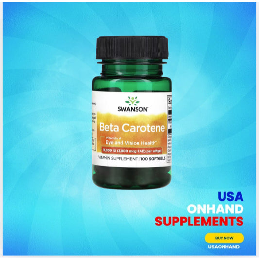 USAOnhand| Swanson, Beta Carotene, 10,000 IU (3,000 mcg RAE), 100 Softgels