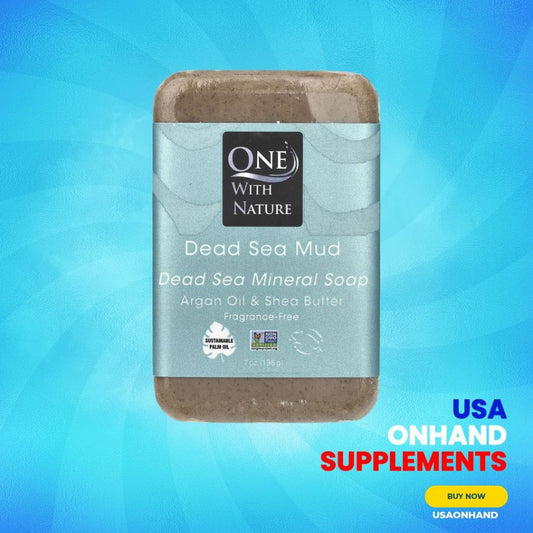 USA Onhand | One with Nature, Dead Sea Mineral Bar Soap, Dead Sea Mud, Fragrance-Free, 7 oz