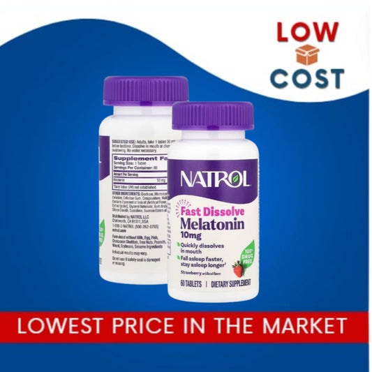 LowCostPh | Natrol, Melatonin, Fast Dissolve, Strawberry, 10 mg, 60 Tablets