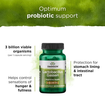 HealthilyYou | Swanson, Lactobacillus Gasseri, 3 Billion CFU, 60 Vegan DRcaps Digestive Health