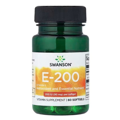 HealthilyYou | Swanson, Vitamin E-200, 90 mg (200 IU), 60 Softgels Antioxidant & Essential Nutrients