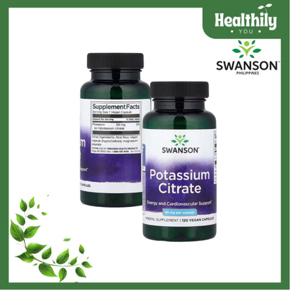 Healthily You | Swanson, Potassium Citrate, 99 mg, 120 Vegan Caps Energy and Cardiovascular Support