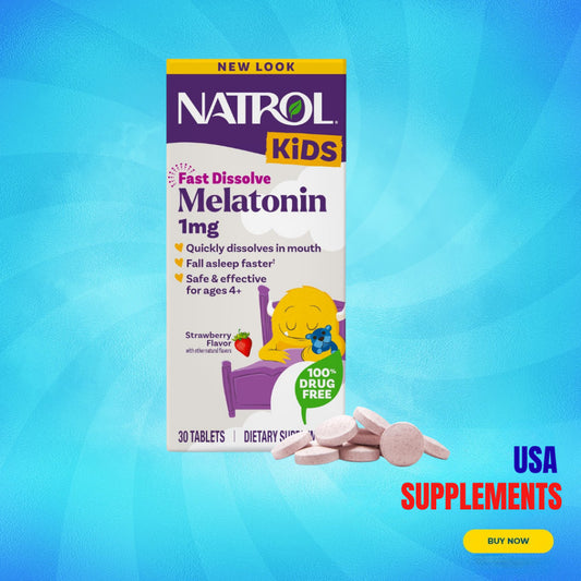 USA Supplements | Natrol, Kids, Melatonin, Ages 4+, Strawberry, 30 Tablets ( Fall Asleep Fast )
